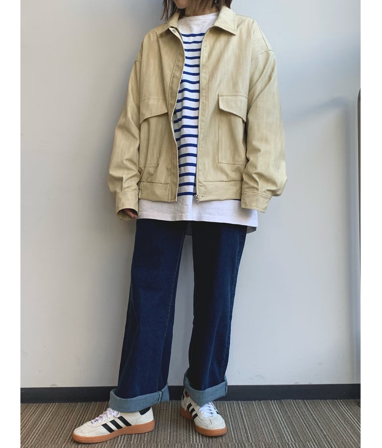 ビンテージ加工 フェイク レザー ブルゾン 795-9155