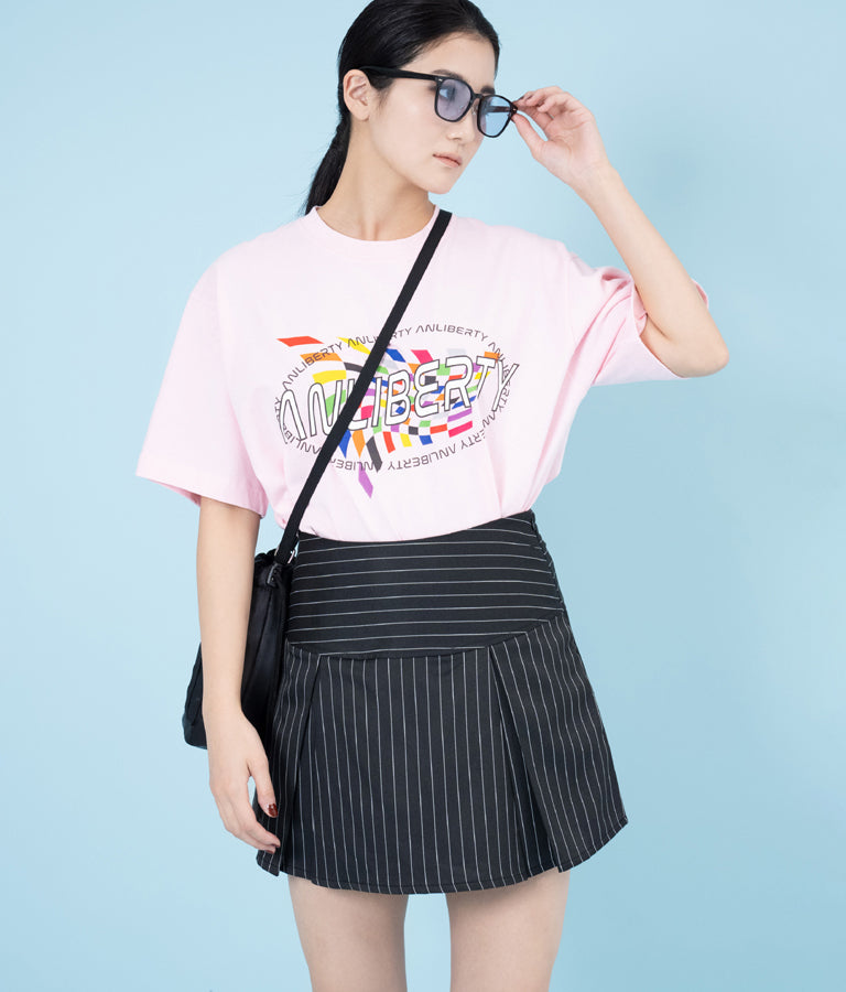 カラー フラッグ プリント ロゴ Tシャツ 【ユニセックス】 30-3027