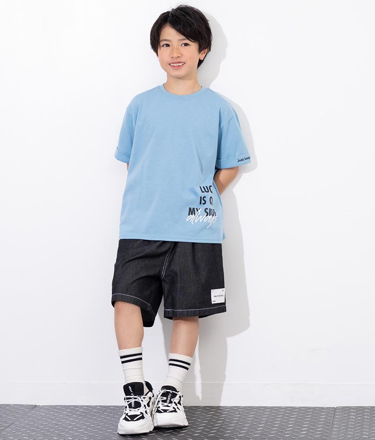 袖ロールアップ プリント ビッグ Tシャツ【親子お揃い】
