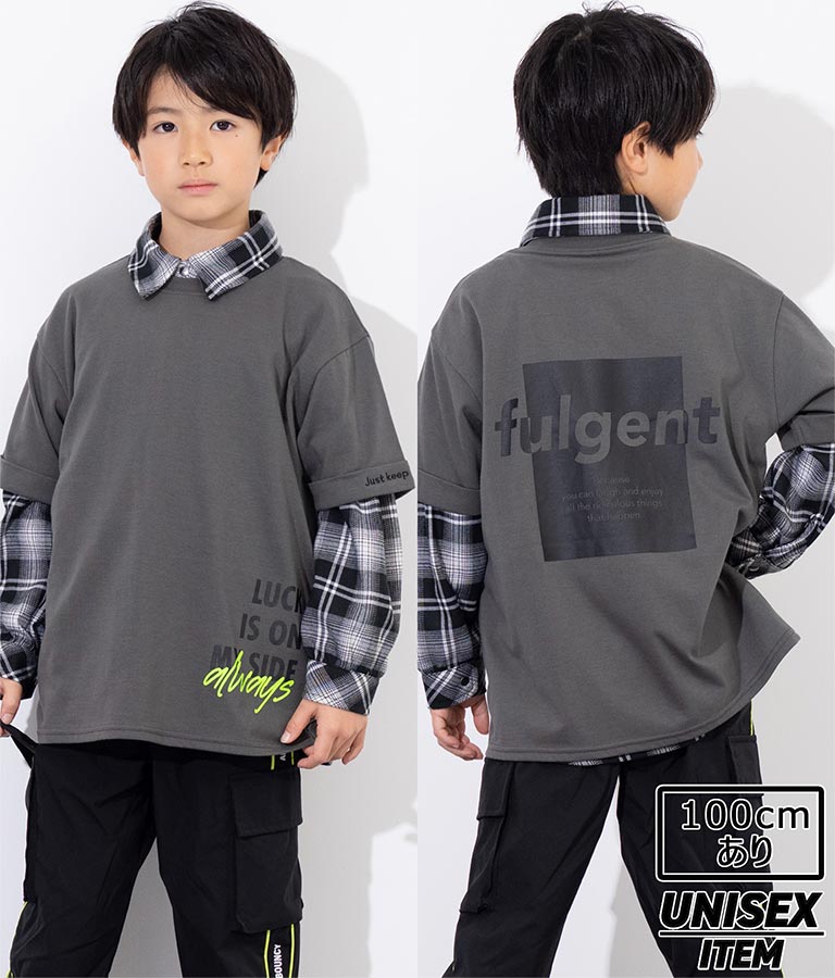 袖ロールアップ プリント ビッグ Tシャツ【親子お揃い】 423-3246