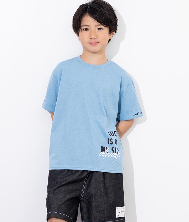 袖ロールアップ プリント ビッグ Tシャツ【親子お揃い】 423-3246