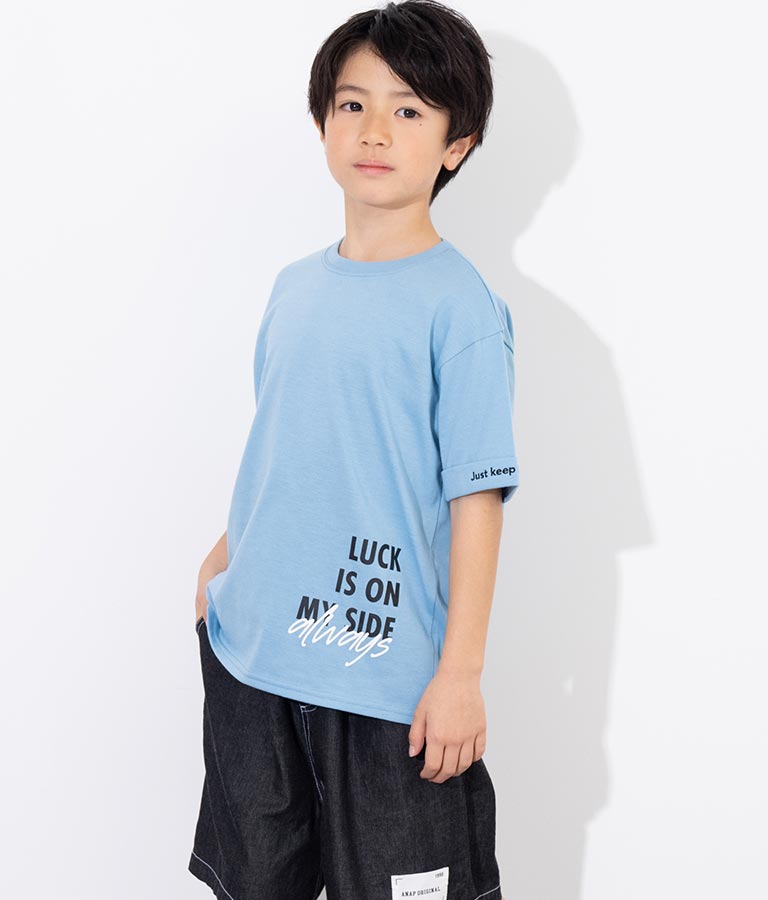 袖ロールアップ プリント ビッグ Tシャツ【親子お揃い】 423-3246