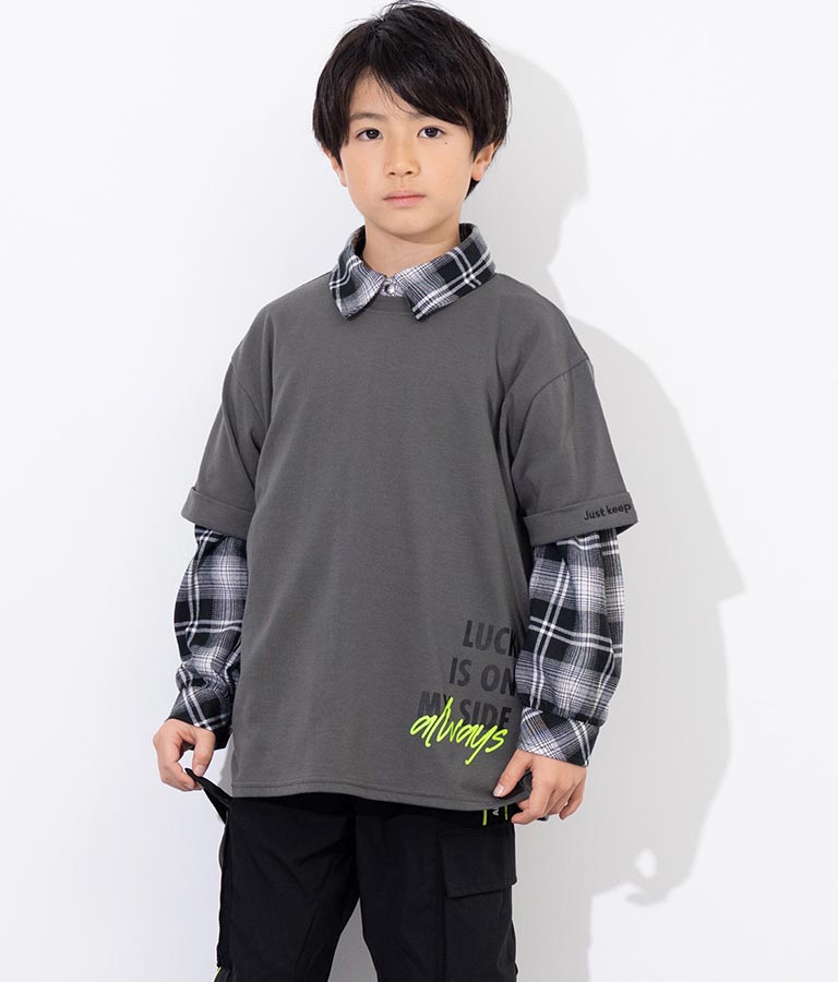 袖ロールアップ プリント ビッグ Tシャツ【親子お揃い】 423-3246
