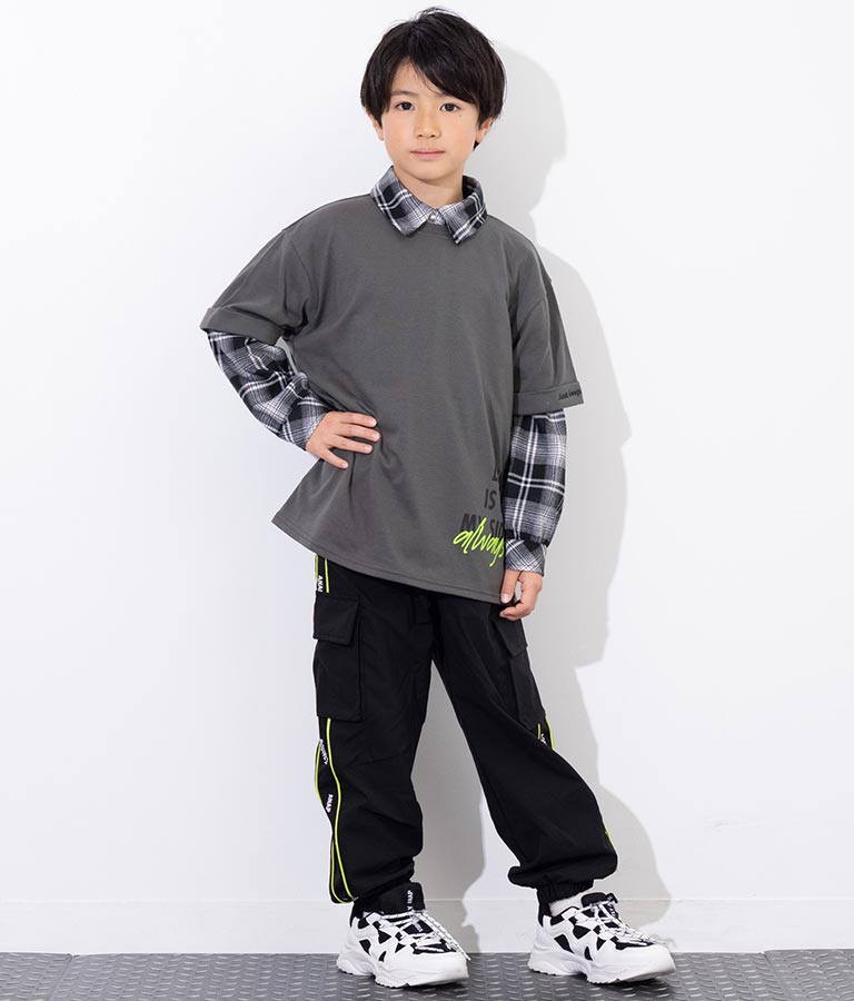 袖ロールアップ プリント ビッグ Tシャツ【親子お揃い】 423-3246