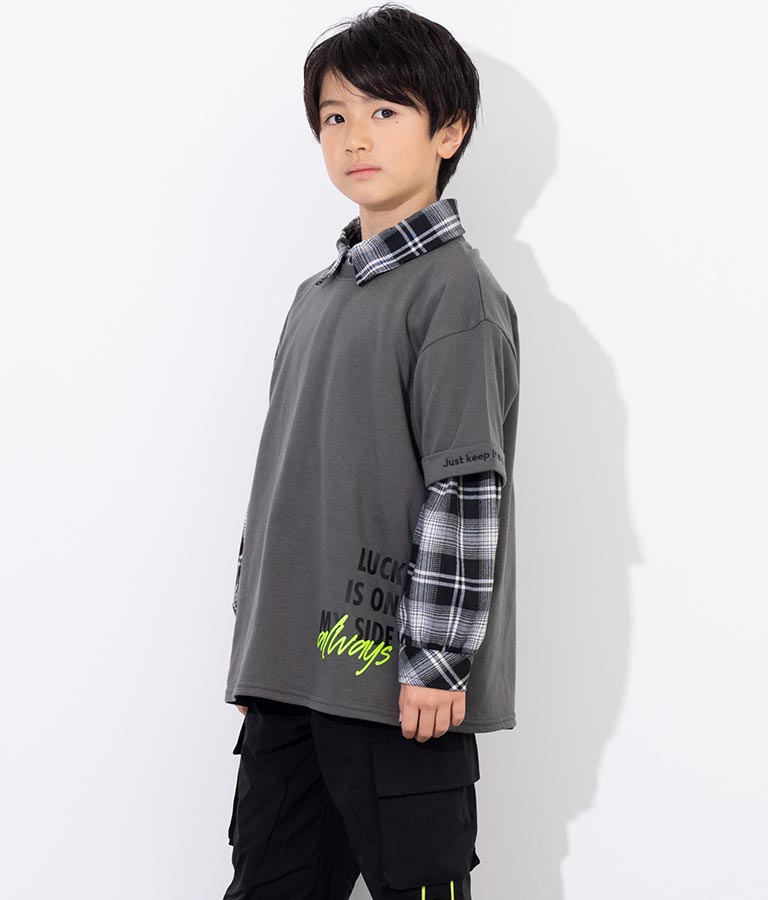 袖ロールアップ プリント ビッグ Tシャツ【親子お揃い】 423-3246