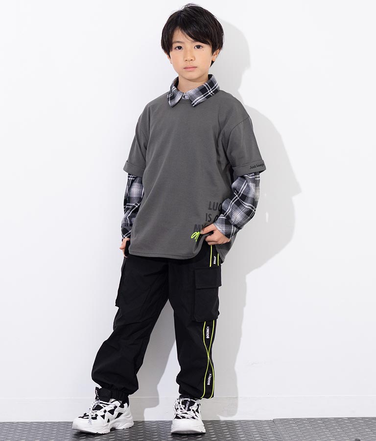 袖ロールアップ プリント ビッグ Tシャツ【親子お揃い】 423-3246