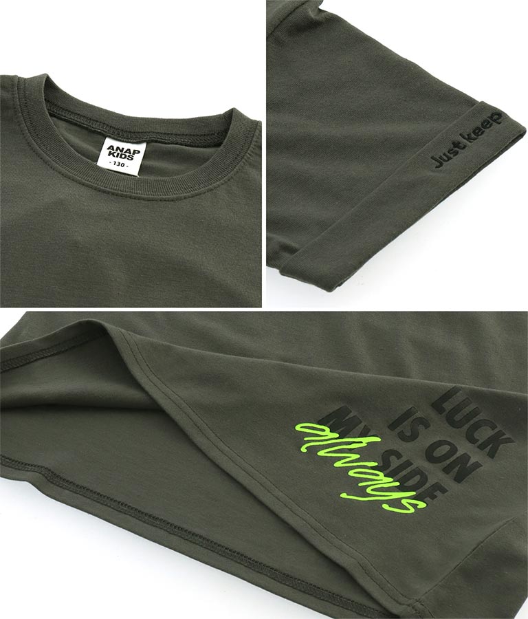 袖ロールアップ プリント ビッグ Tシャツ【親子お揃い】 423-3246
