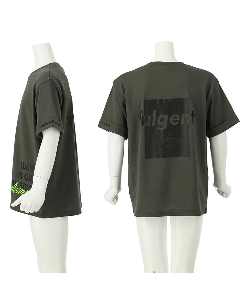 袖ロールアップ プリント ビッグ Tシャツ【親子お揃い】 423-3246
