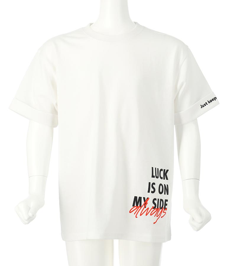 袖ロールアップ プリント ビッグ Tシャツ【親子お揃い】 423-3246