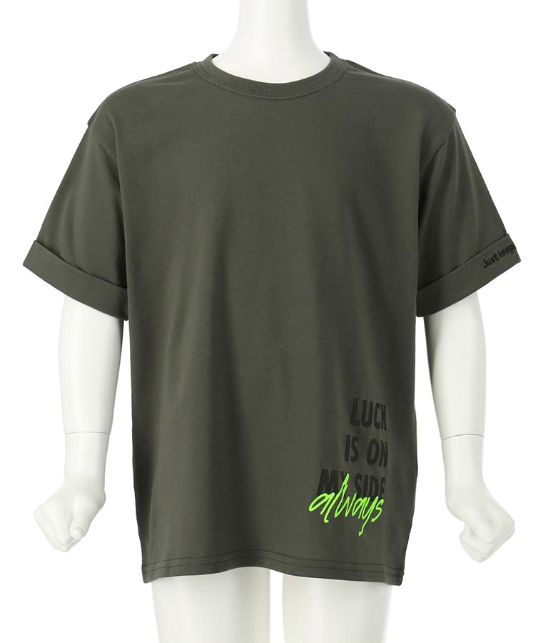 袖ロールアップ プリント ビッグ Tシャツ【親子お揃い】 423-3246
