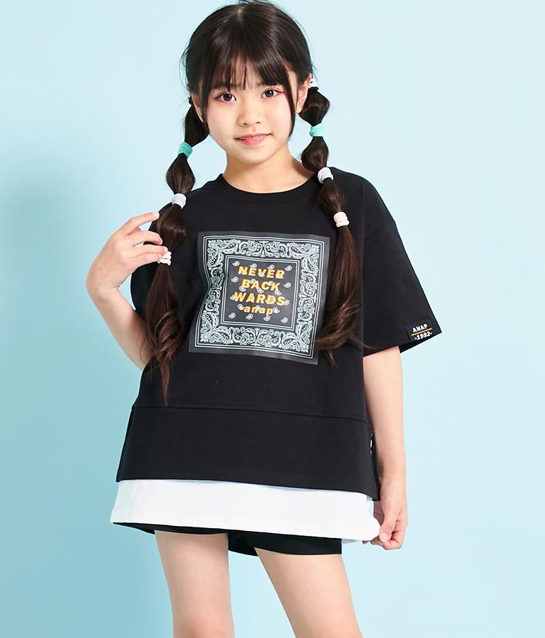 バンダナプリント レイヤード風 Tシャツ 423-3233