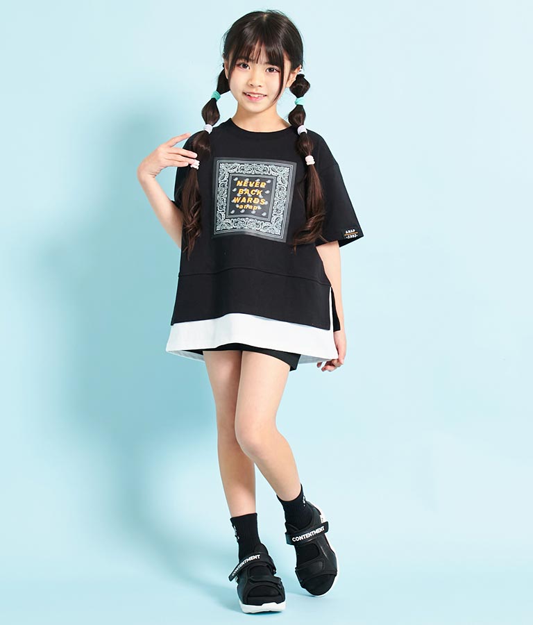バンダナプリント レイヤード風 Tシャツ 423-3233