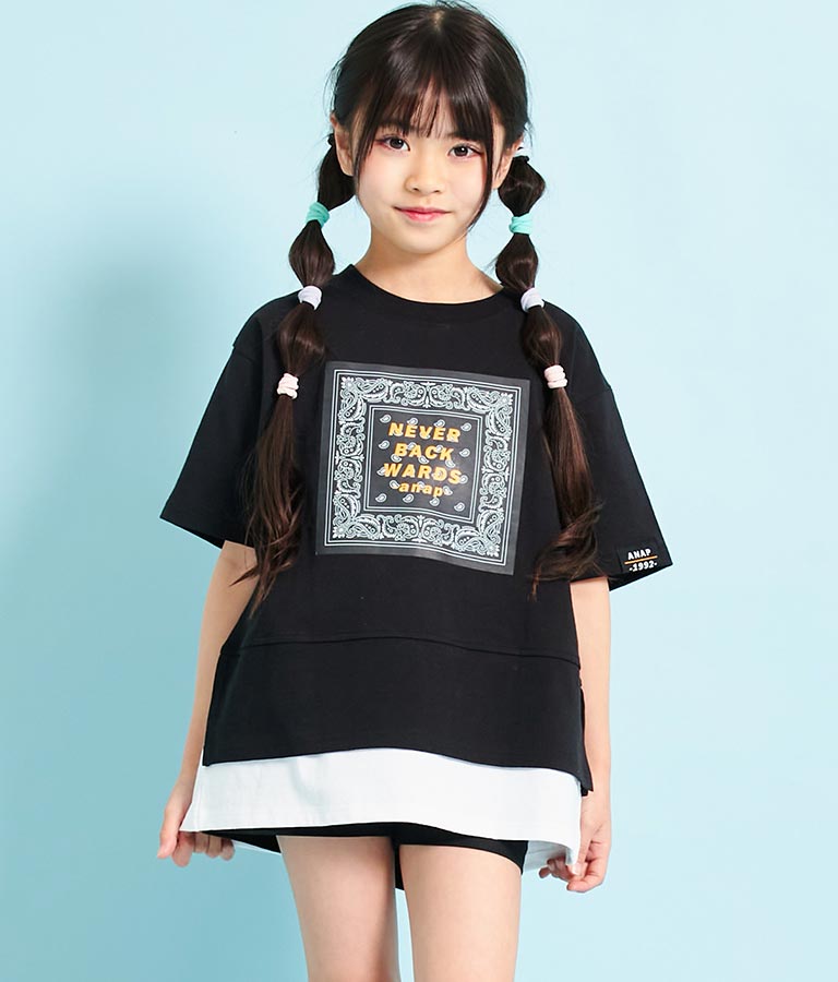 バンダナプリント レイヤード風 Tシャツ 423-3233