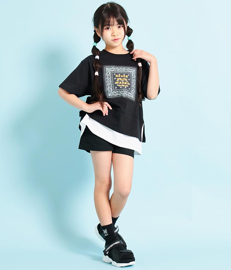バンダナプリント レイヤード風 Tシャツ 423-3233