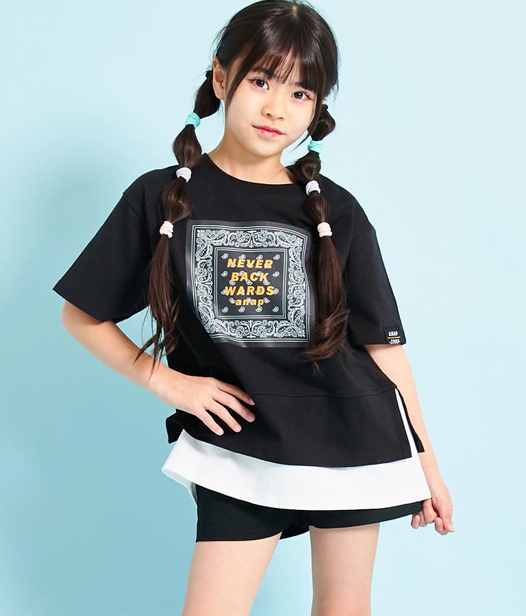 バンダナプリント レイヤード風 Tシャツ 423-3233