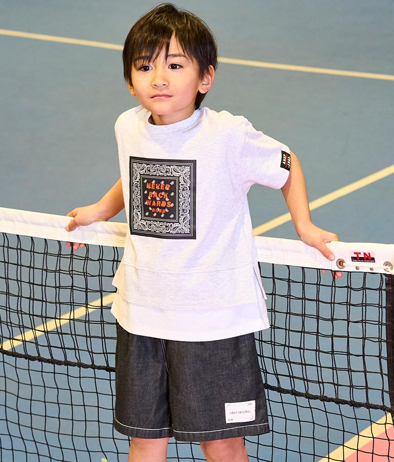 バンダナプリント レイヤード風 Tシャツ 423-3233