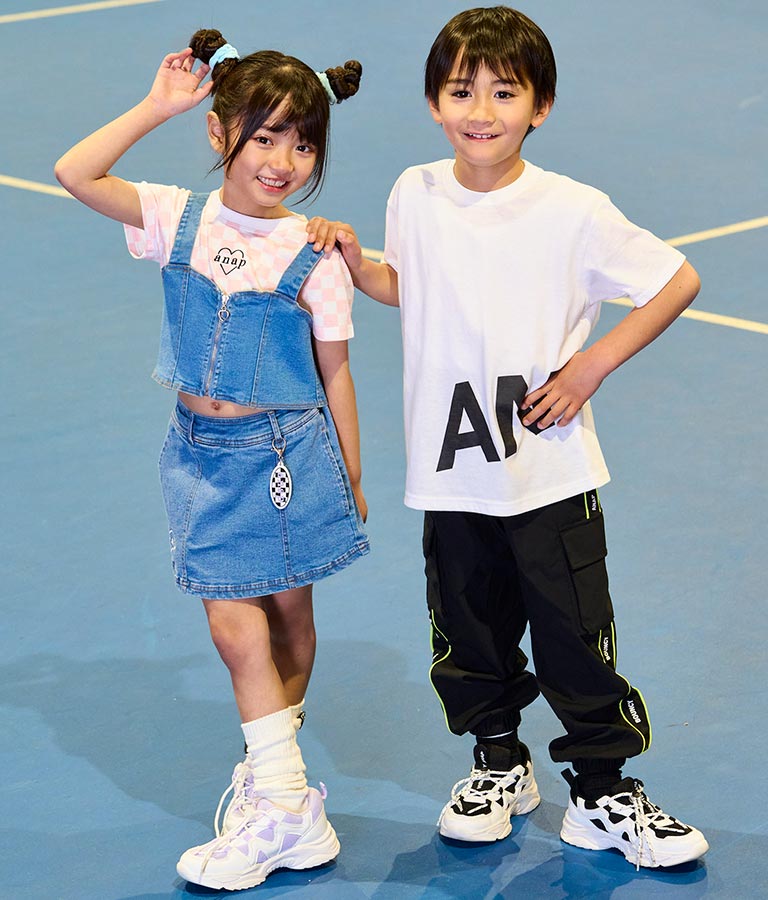 ANAP ロゴ 前後 プリント ビッグ Tシャツ 【親子お揃い】 423-3247
