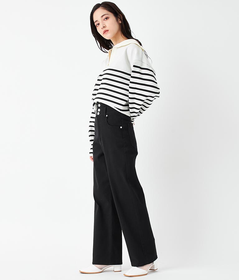 3つボタン ストレッチ ストレート デニム パンツ 792-9117