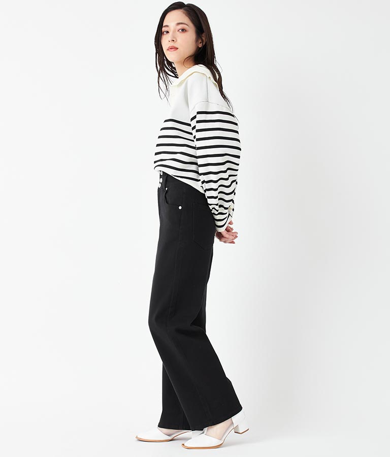 3つボタン ストレッチ ストレート デニム パンツ 792-9117