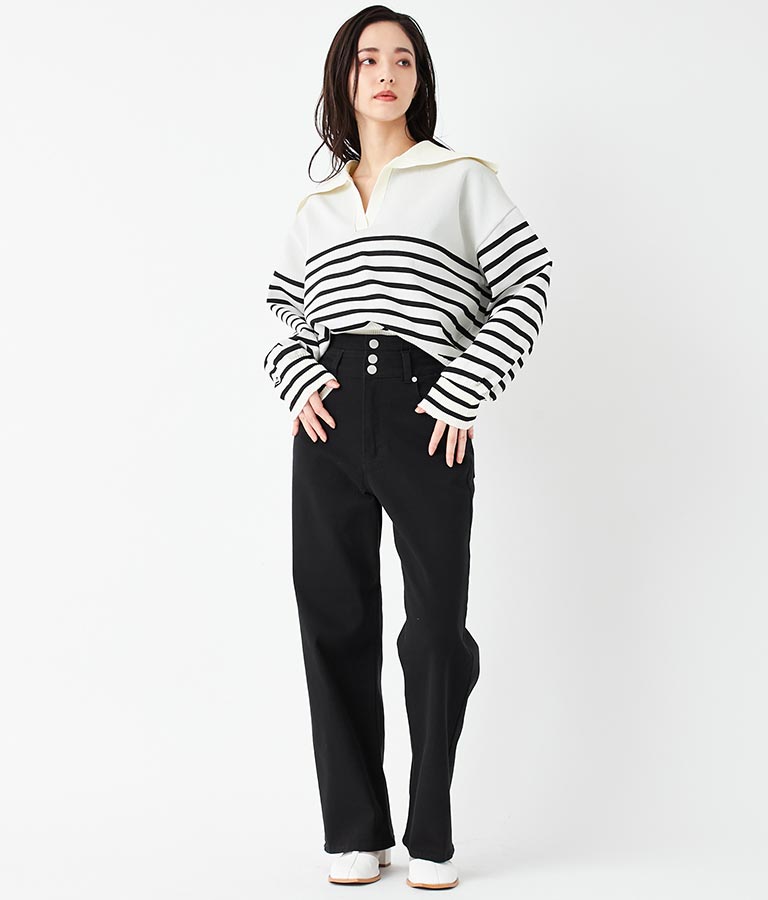 3つボタン ストレッチ ストレート デニム パンツ 792-9117