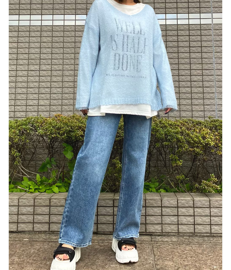 透かし編み ルーズ ニット 793-9128