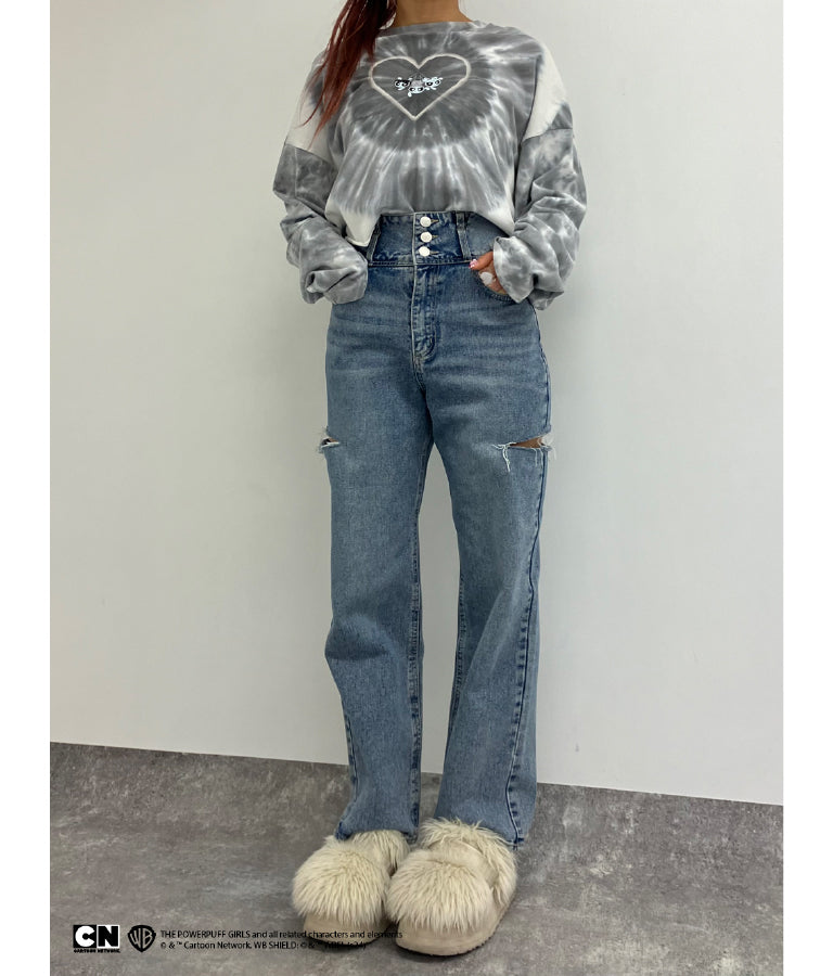 パワーパフ ガールズ ANAP コラボ タイダイ柄 トップス クロップド丈 ロングスリーブ Tシャツ ロンT 793-9151