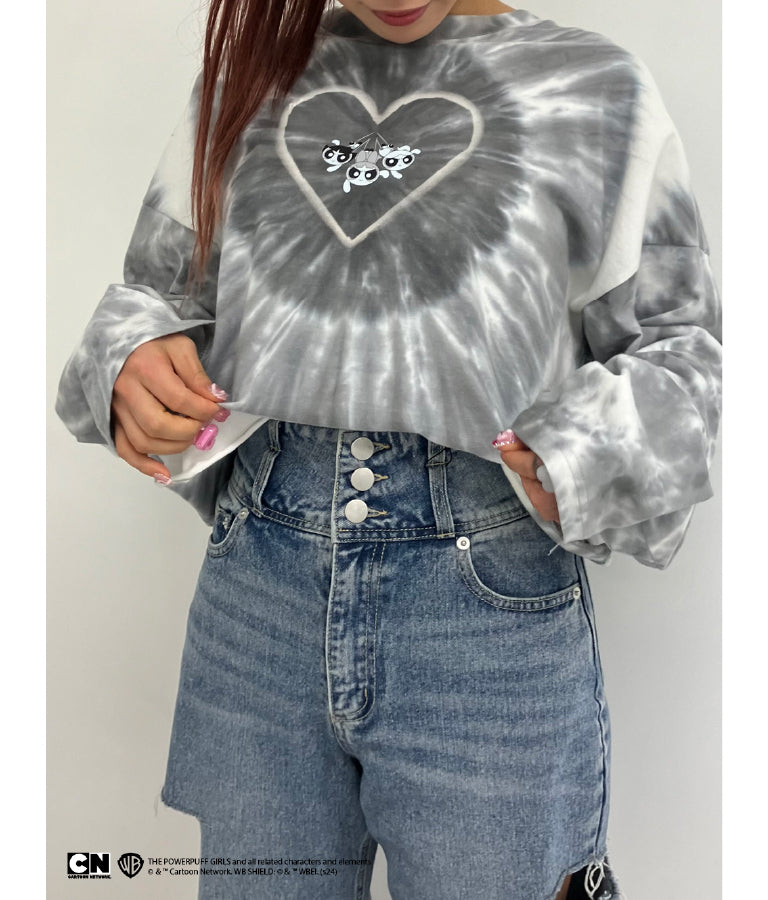 パワーパフ ガールズ ANAP コラボ タイダイ柄 トップス クロップド丈 ロングスリーブ Tシャツ ロンT 793-9151