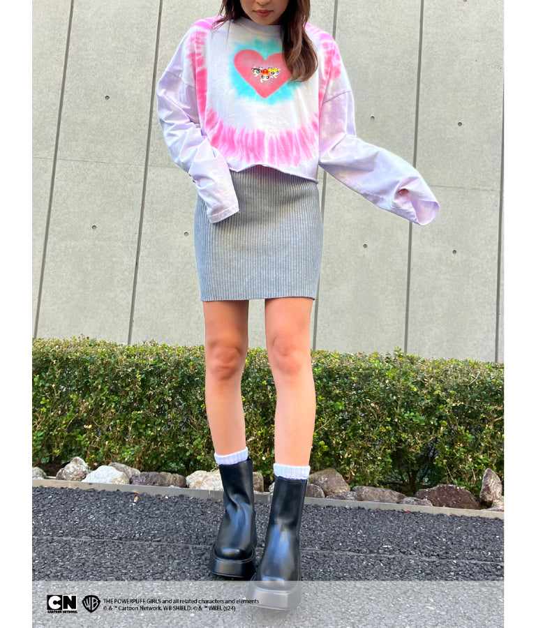 パワーパフ ガールズ ANAP コラボ タイダイ柄 トップス クロップド丈 ロングスリーブ Tシャツ ロンT 793-9151