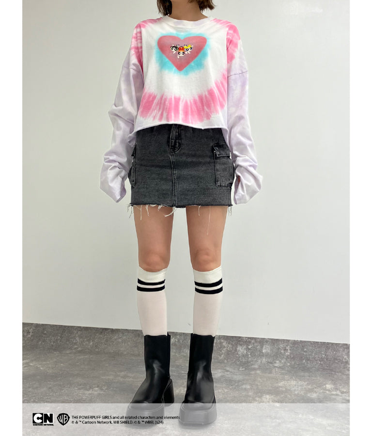 パワーパフ ガールズ ANAP コラボ タイダイ柄 トップス クロップド丈 ロングスリーブ Tシャツ ロンT 793-9151