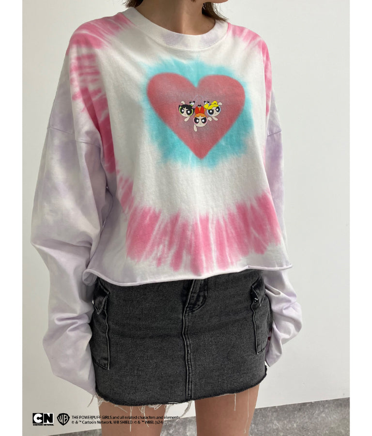 パワーパフ ガールズ ANAP コラボ タイダイ柄 トップス クロップド丈 ロングスリーブ Tシャツ ロンT 793-9151