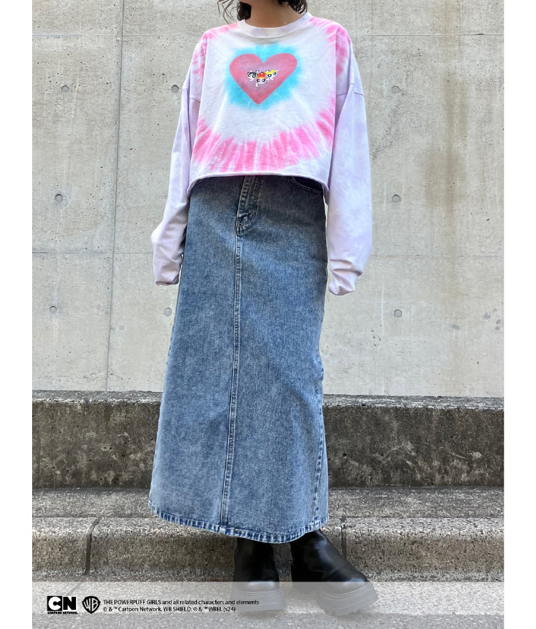 パワーパフ ガールズ ANAP コラボ タイダイ柄 トップス クロップド丈 ロングスリーブ Tシャツ ロンT 793-9151