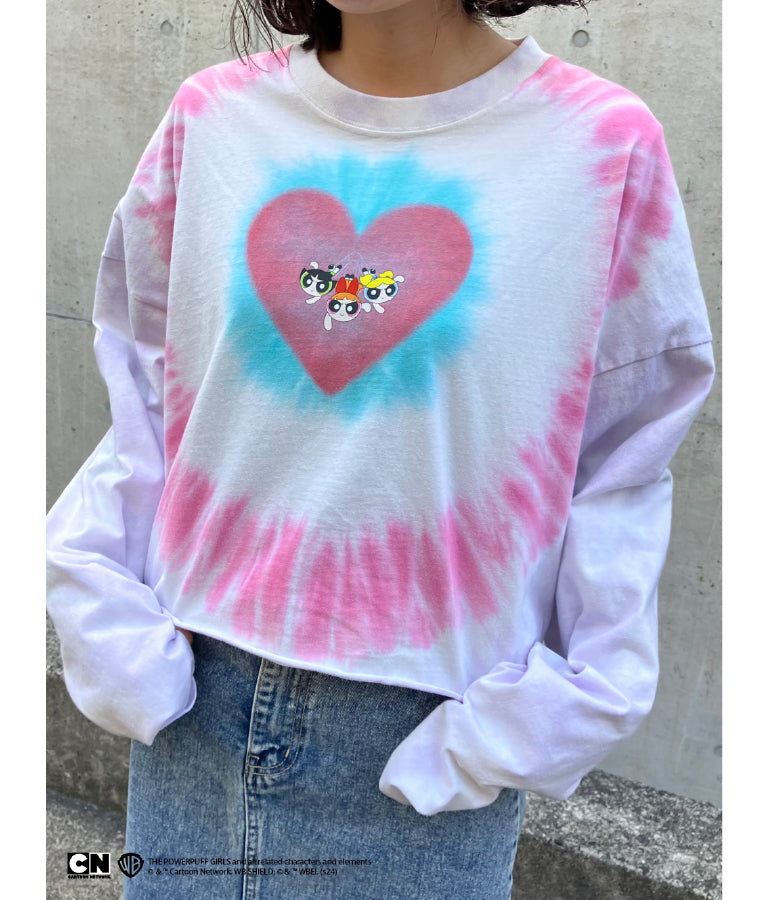 パワーパフ ガールズ ANAP コラボ タイダイ柄 トップス クロップド丈 ロングスリーブ Tシャツ ロンT 793-9151