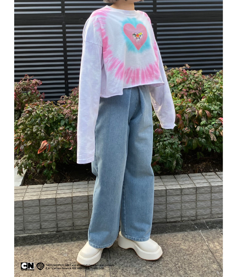 パワーパフ ガールズ ANAP コラボ タイダイ柄 トップス クロップド丈 ロングスリーブ Tシャツ ロンT 793-9151
