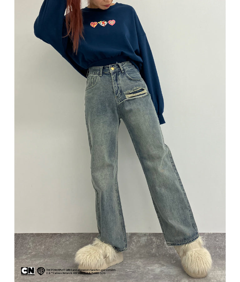 パワーパフ ガールズ ANAP コラボ スウェット トレーナー クロップド丈 裏毛 793-9150