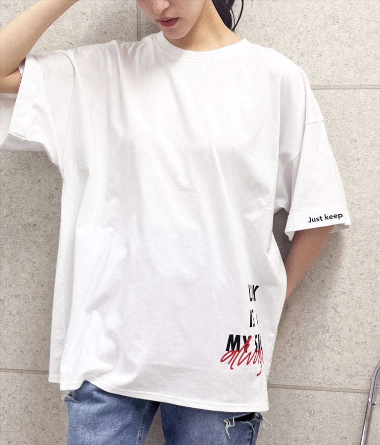 袖ロールアップ プリント ビッグ Tシャツ 【親子お揃い】 793-9123