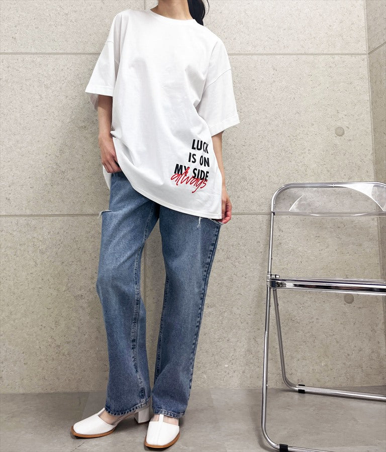 袖ロールアップ プリント ビッグ Tシャツ 【親子お揃い】 793-9123