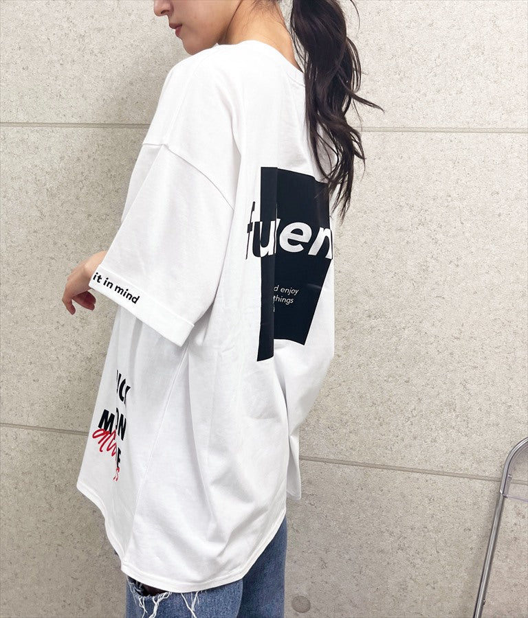 袖ロールアップ プリント ビッグ Tシャツ 【親子お揃い】 793-9123