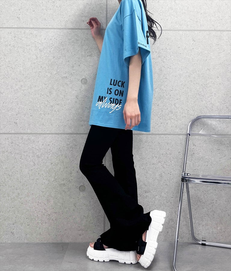 袖ロールアップ プリント ビッグ Tシャツ 【親子お揃い】 793-9123