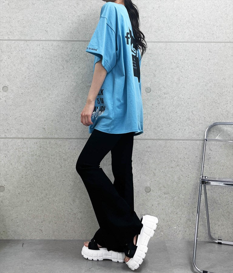 袖ロールアップ プリント ビッグ Tシャツ 【親子お揃い】 793-9123