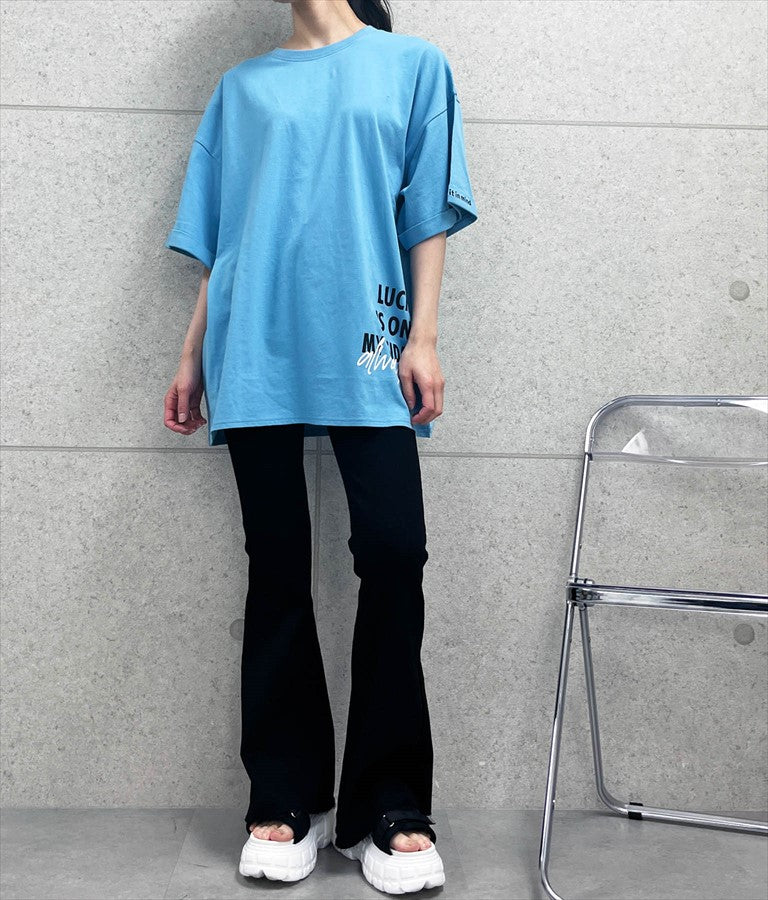 袖ロールアップ プリント ビッグ Tシャツ 【親子お揃い】 793-9123