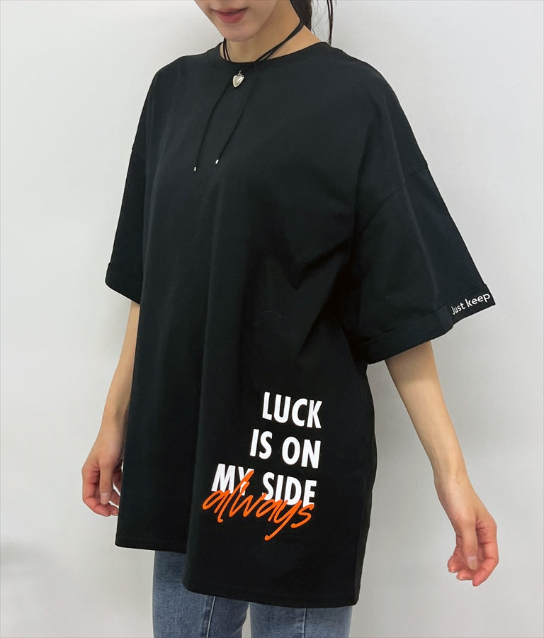 袖ロールアップ プリント ビッグ Tシャツ 【親子お揃い】 793-9123