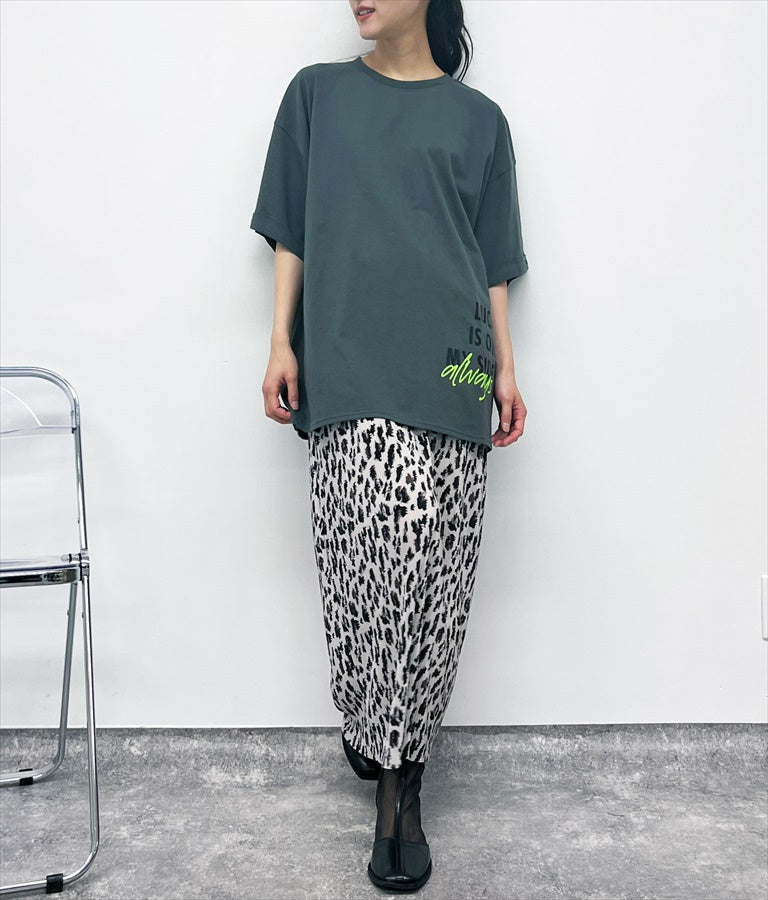 袖ロールアップ プリント ビッグ Tシャツ 【親子お揃い】 793-9123
