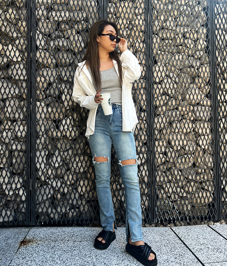 ハードクラッシュ インスリット ストレッチ デニム パンツ 812-6790