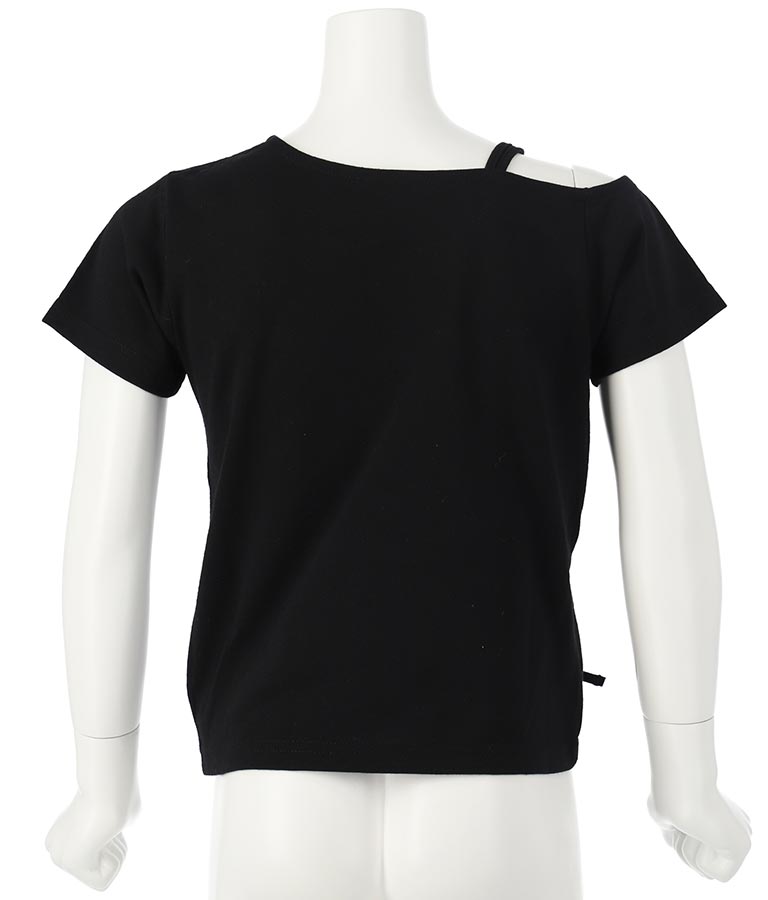 アシンメトリー オフショルダー シャーリング Tシャツ