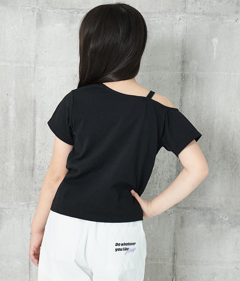アシンメトリー オフショルダー シャーリング Tシャツ 423-3254