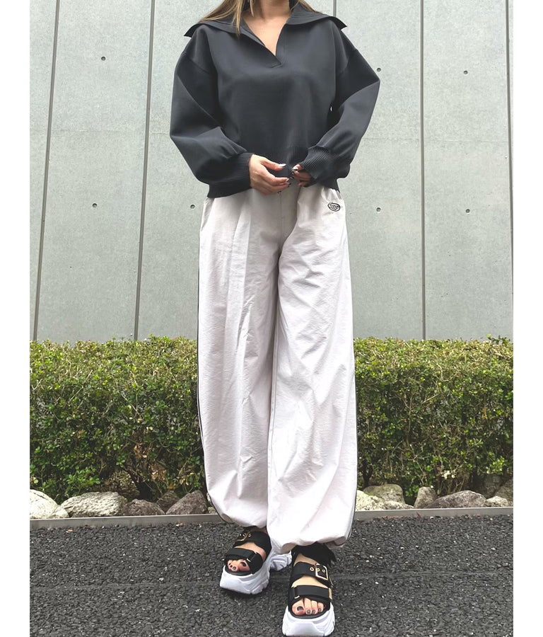 スキッパー デザイン スポンジニットトップス 793-9133