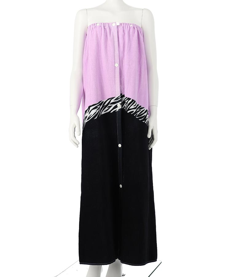 ゼブラ柄 ライン入り ラップ タオル 100cm 919-7378