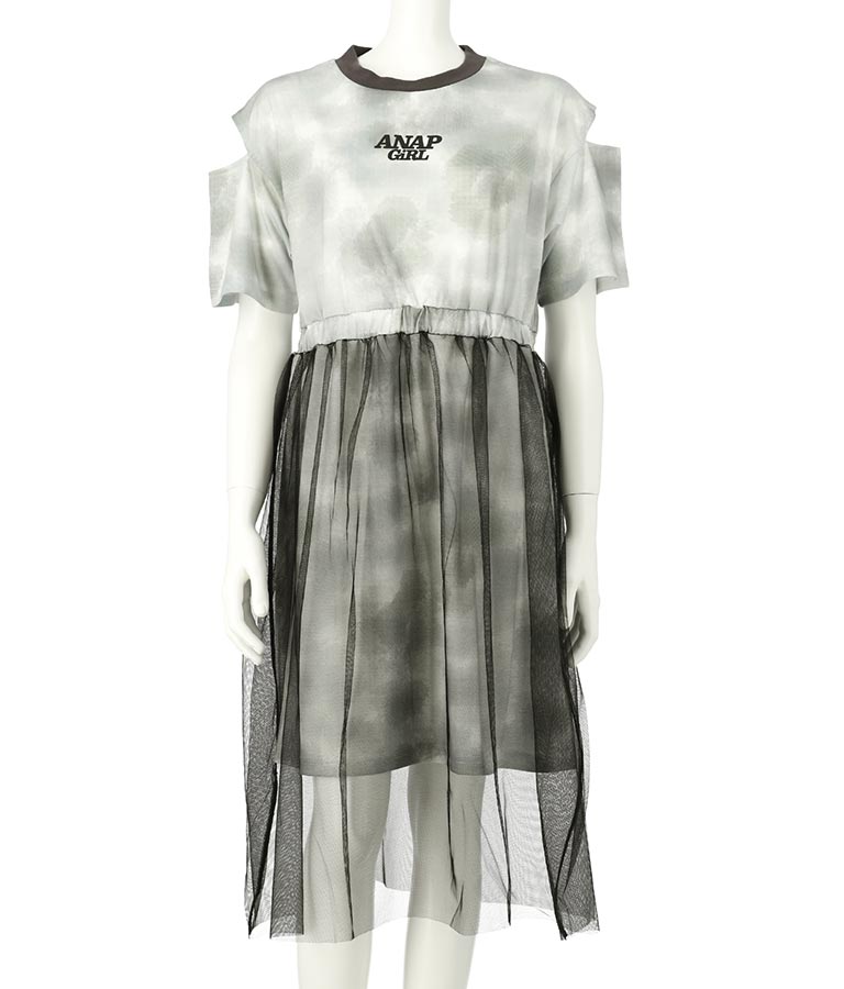 チュール 重ね タイダイ柄 ワンピース 917-7365