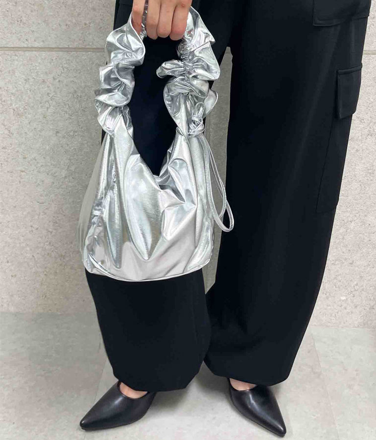 メタリック ギャザー バッグ 799-9148