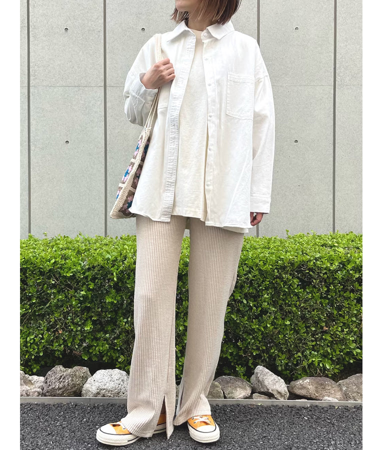 オーバーサイズ ラウンドヘム シンプル 長袖 シャツ 814-6791